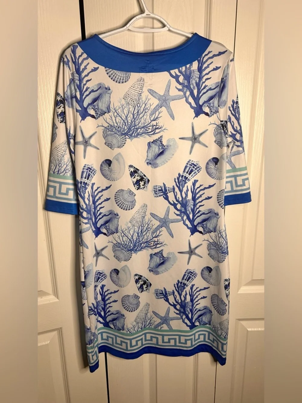Guy Harvey Women’s Blue Seashell‎ Coral Reef Print V-Neck Women’s Mini Dress M - Picture 5 of 6